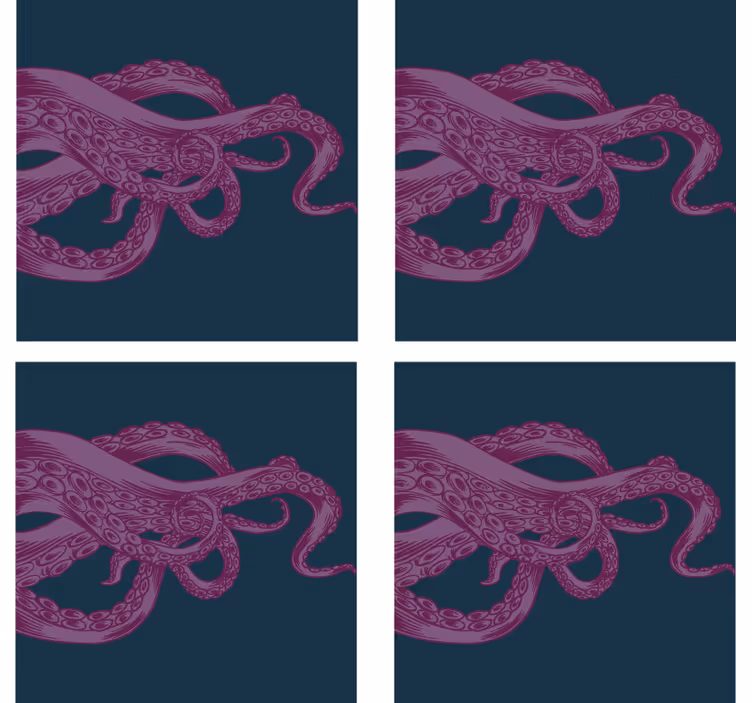 Glasunderlägg nördar intrikat bläckfiskillustration - Tenstickers