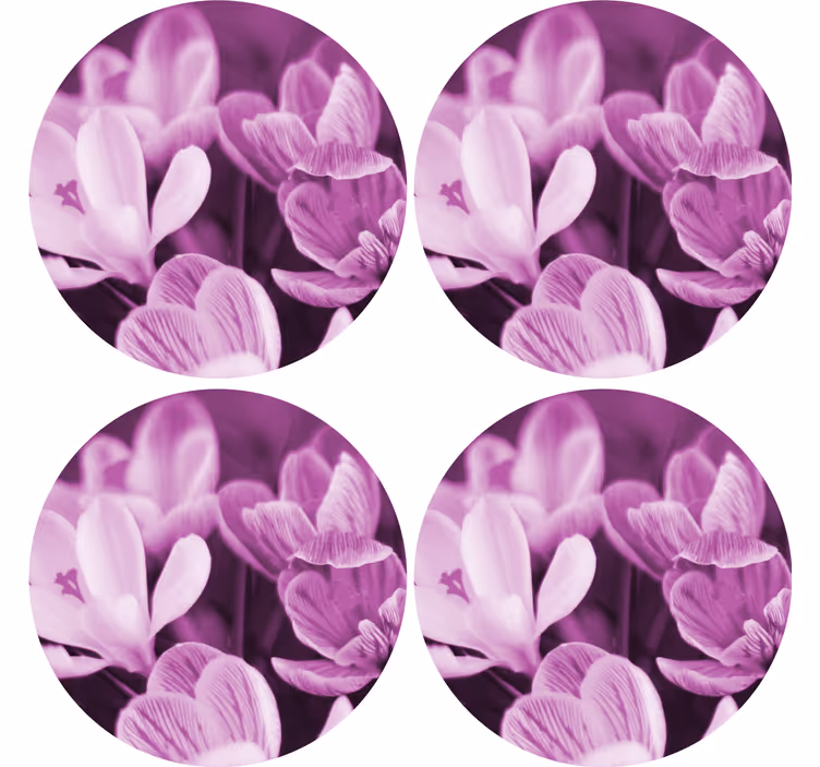 Glasunderlägg livfullt blomsterelement - Tenstickers
