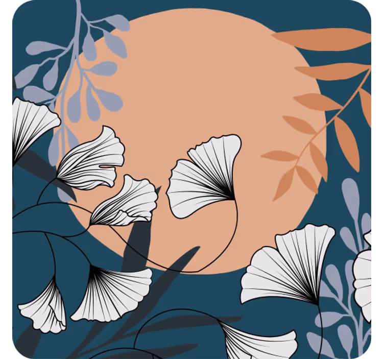 Glasunderlägg modernt blommig ginkgo mönster - Tenstickers