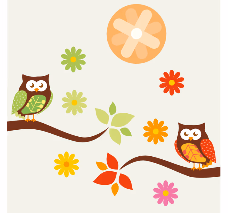 Färgglada ugglor och blommor glasunderlägg nördar - Tenstickers