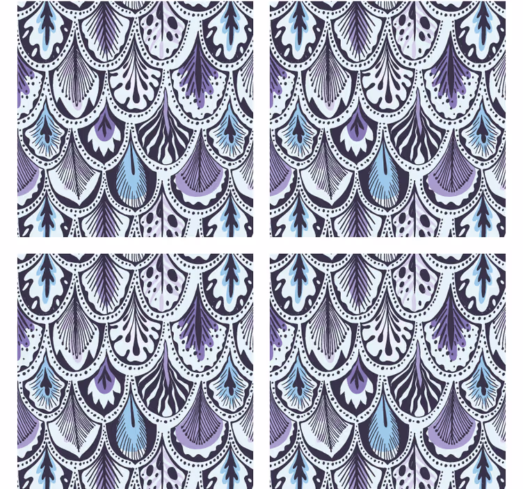 Glasunderlägg med elegant bladmotiv - Tenstickers