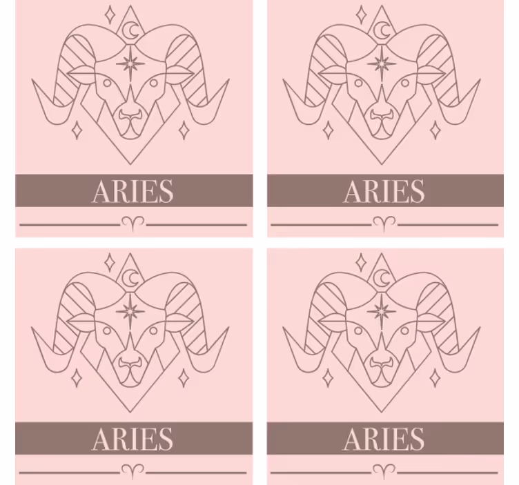 Anpassningsbar glasunderlägg aries zodiac symbol - Tenstickers