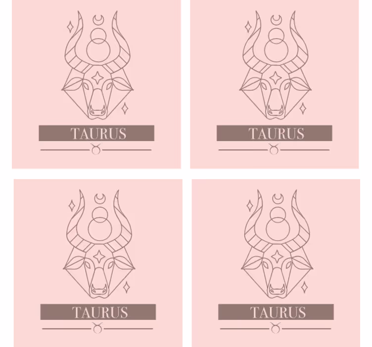 Anpassningsbar glasunderlägg taurus zodiac minimalist - Tenstickers