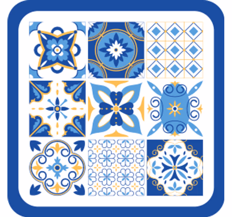 Glasunderlägg geometriska blå mönster - Tenstickers