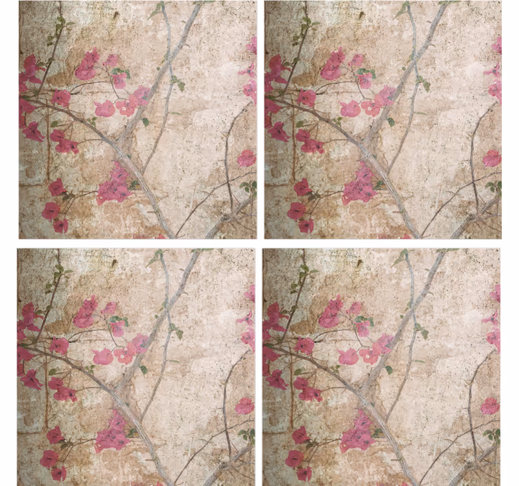 Texturerat blommotiv glasunderlägg - Tenstickers