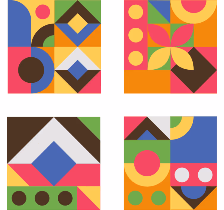 Färgglada geometriska former glasunderlägg - Tenstickers