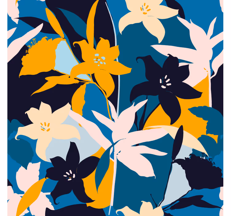 Glasunderlägg modernt med livlig blommotiv - Tenstickers