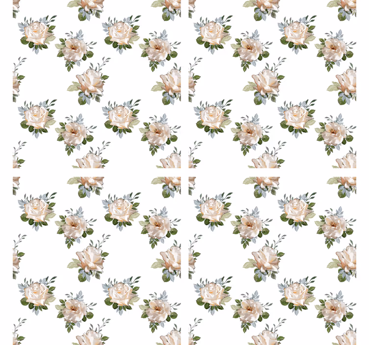 Glasunderlägg blommigt vitt bakgrundsmönster - Tenstickers