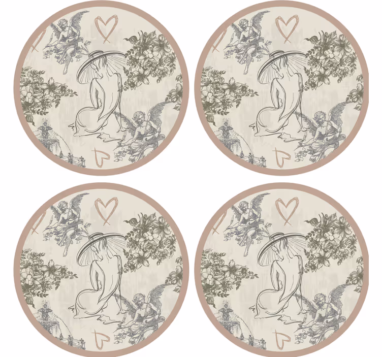 Glasunderlägg vintage eleganta blommor - Tenstickers