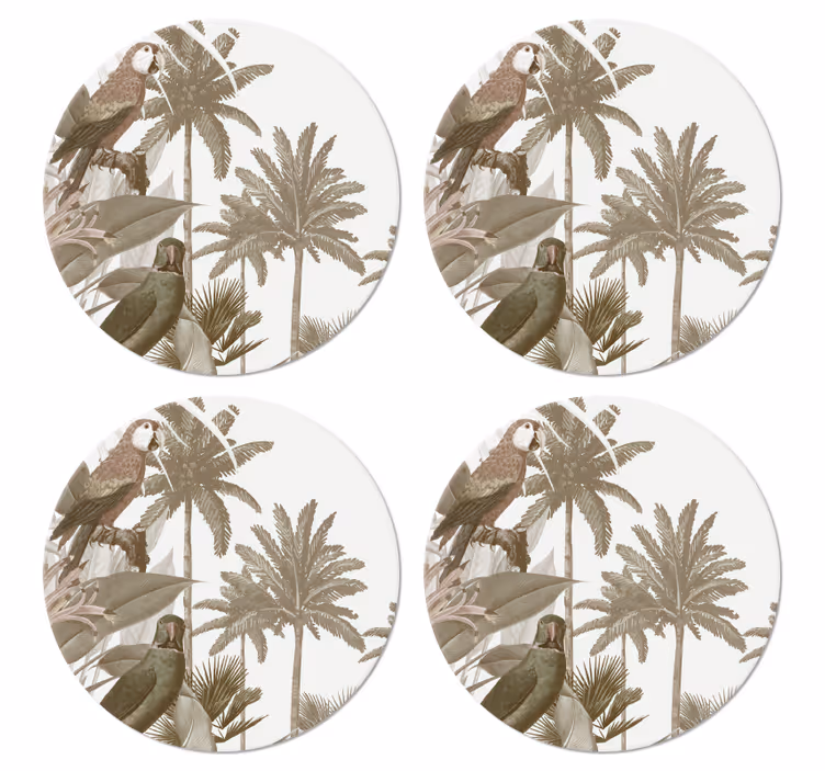 Vintage tropisk fauna vintage glasunderlägg - Tenstickers