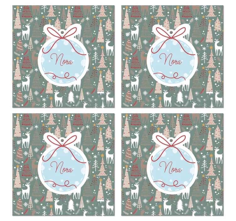 Jul skog mönster xmas glasunderlägg - Tenstickers
