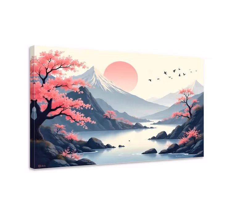 Kanvas landskap japanskt landskap - Tenstickers