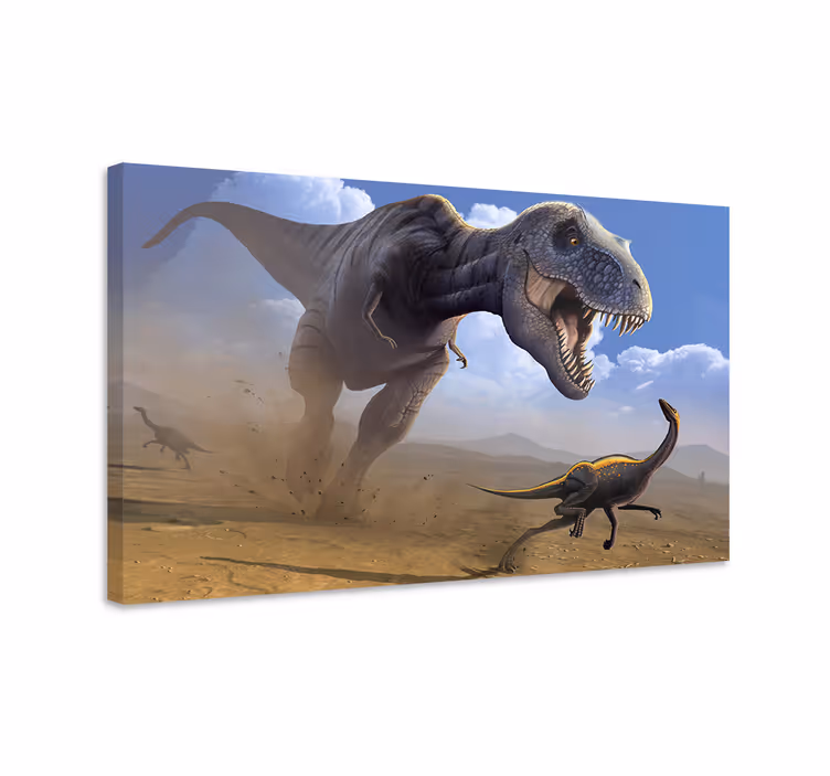 T-rex-jakt Kanvas dinosaurie - Tenstickers