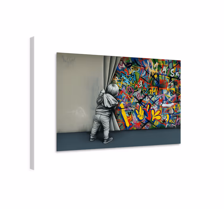 Barn spionerar graffiti Kanvas konst - Tenstickers