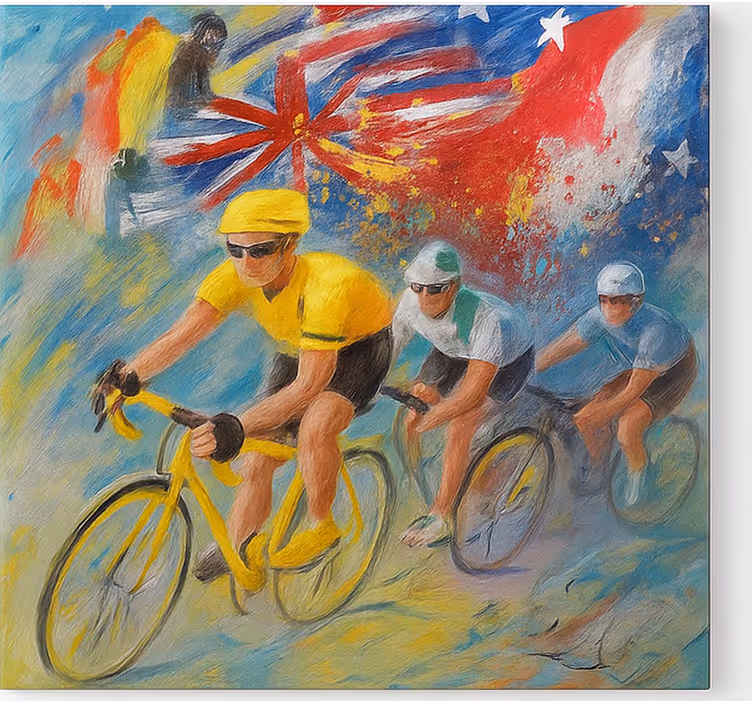 Målning av cyklister Kanvas sport - Tenstickers