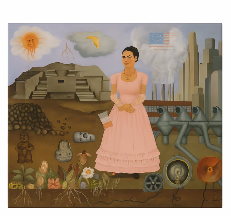 Frida khalo vid gränsen Kanvas konst - Tenstickers