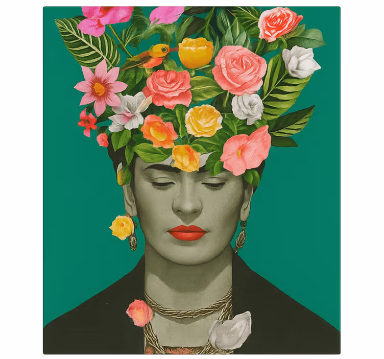 Frida kahlo färgglada blommor Kanvas konst - Tenstickers