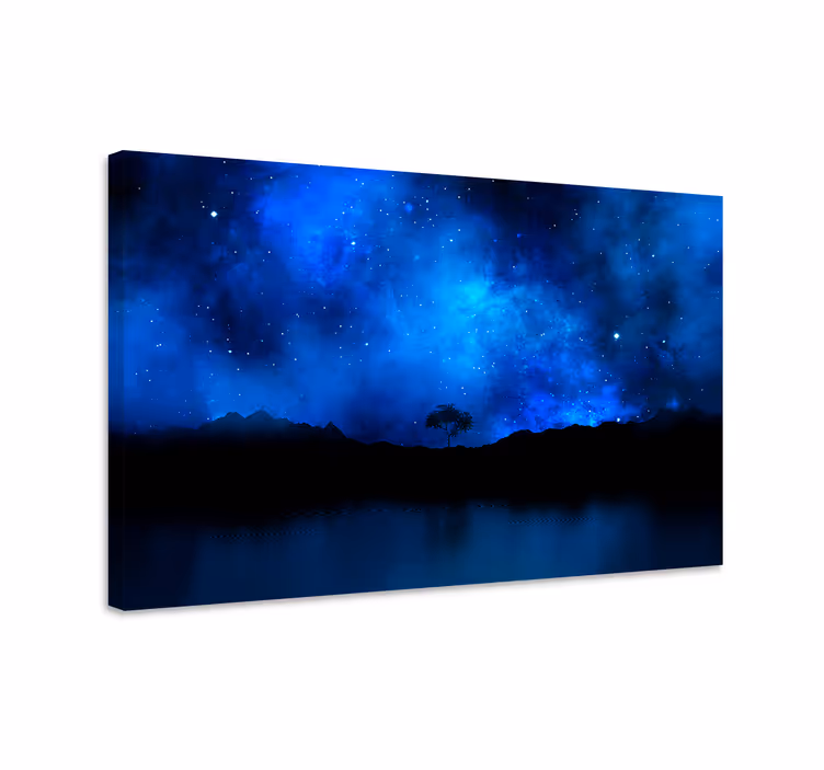 Blå canvas tavla stjärnnebula scen - Tenstickers