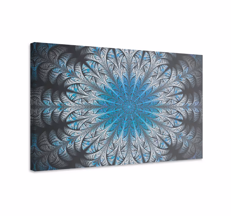Blå canvas tavla misty mandala - Tenstickers