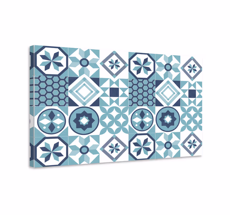 Blå canvas tavla med mörkblåa ornamenter - Tenstickers