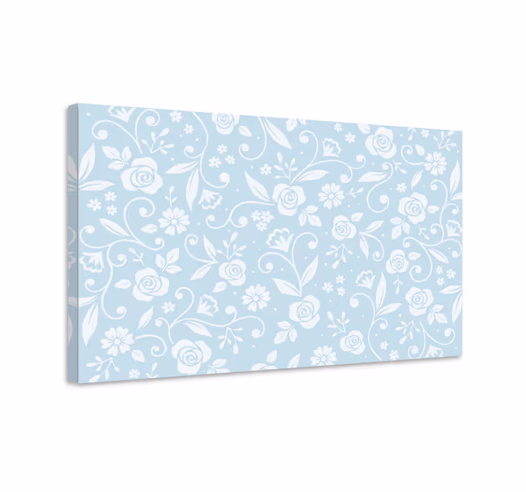Blå canvas tavla med blå blomstermotiv - Tenstickers