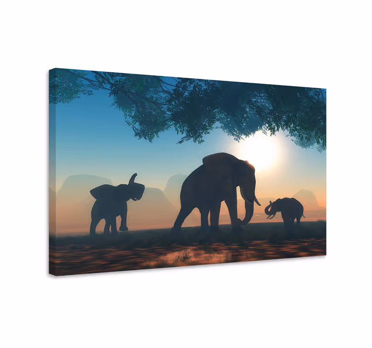 Kanvas elefant vild elefant - Tenstickers