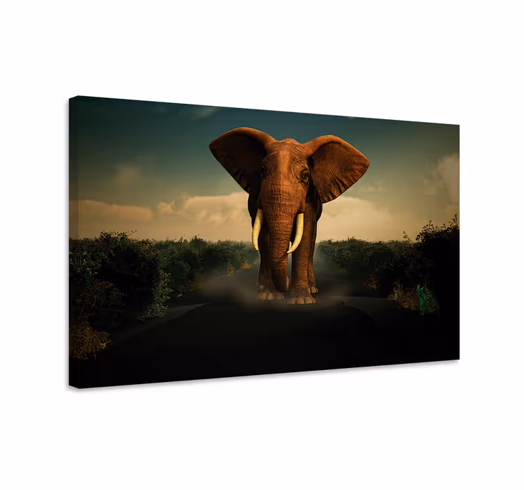 Kanvas elefant elefant på väg - Tenstickers