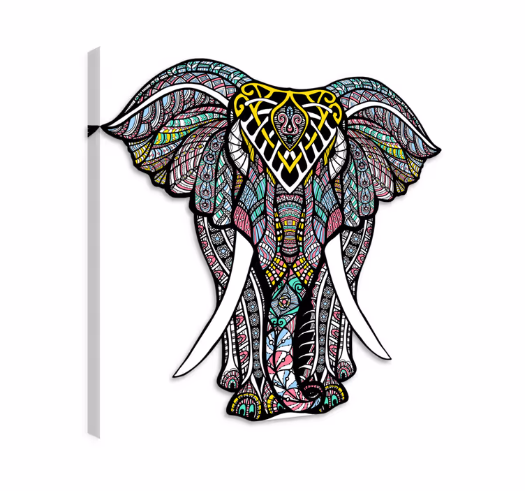 Kanvas elefant vinylmatta elefant mandala - Tenstickers