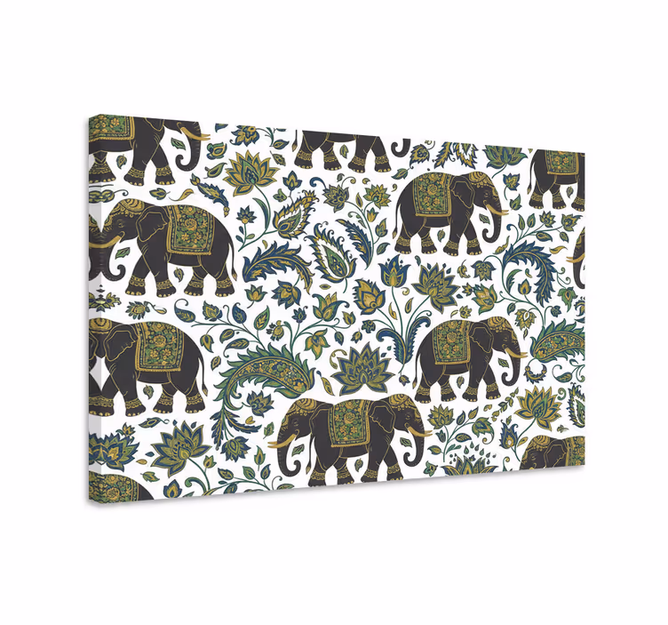Kanvas elefant realistiskt elefantmönster - Tenstickers