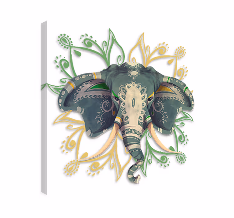 Kanvas elefant med mandala i vinyl - Tenstickers