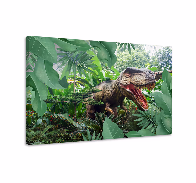 Kanvas dinosaurie fototapet barn t rex - Tenstickers
