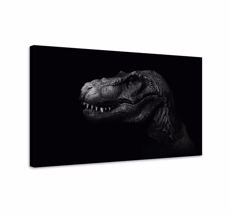 Kanvas dinosaurie realistisk och elegant på svart bakgrund - Tenstickers