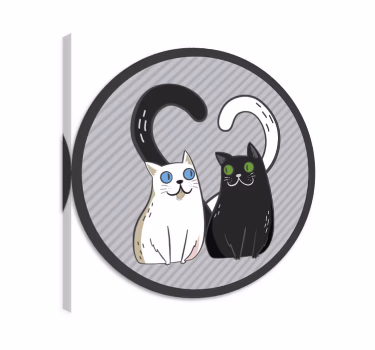 Kanvas katter vinylmatta två katter med färgade ögon - Tenstickers