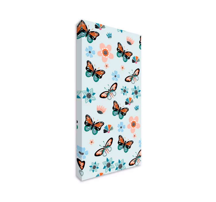 Kanvas fjärilar och blommor - Tenstickers