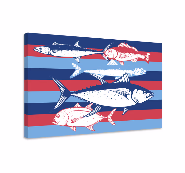 Kanvas fiskar handritade fiskar - Tenstickers