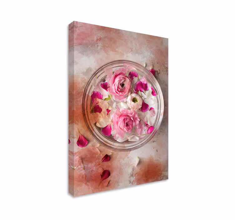 Skålblommor målning Kanvas blommor och växter - Tenstickers