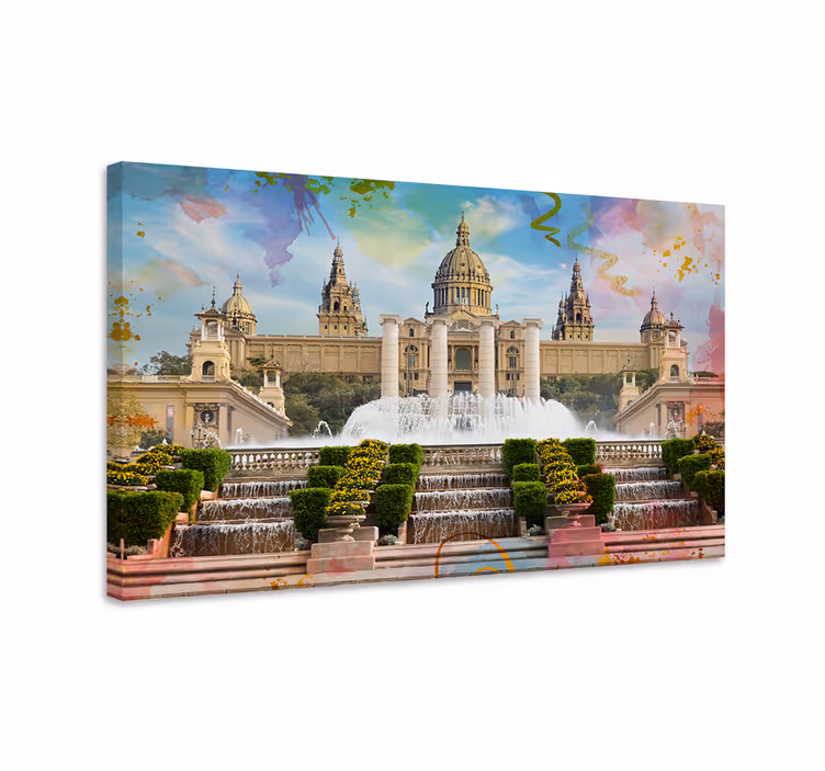 Barcelona montjuic city canvastavlor - Tenstickers