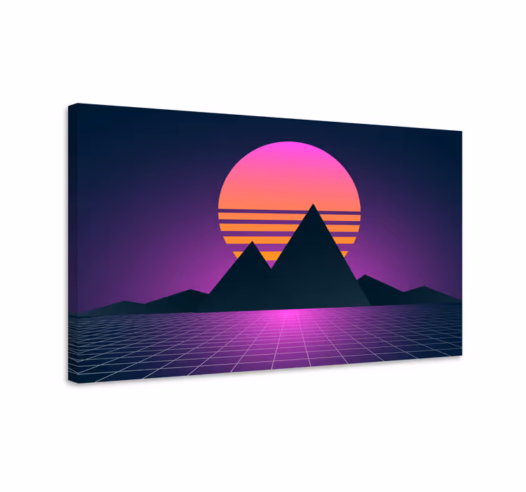Synthwave bergslandskap Kanvas årgång - Tenstickers