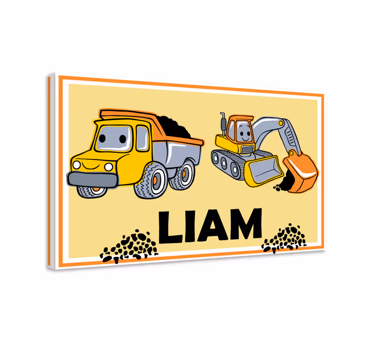 Namn med lastbilar personligcanvas tavla - Tenstickers