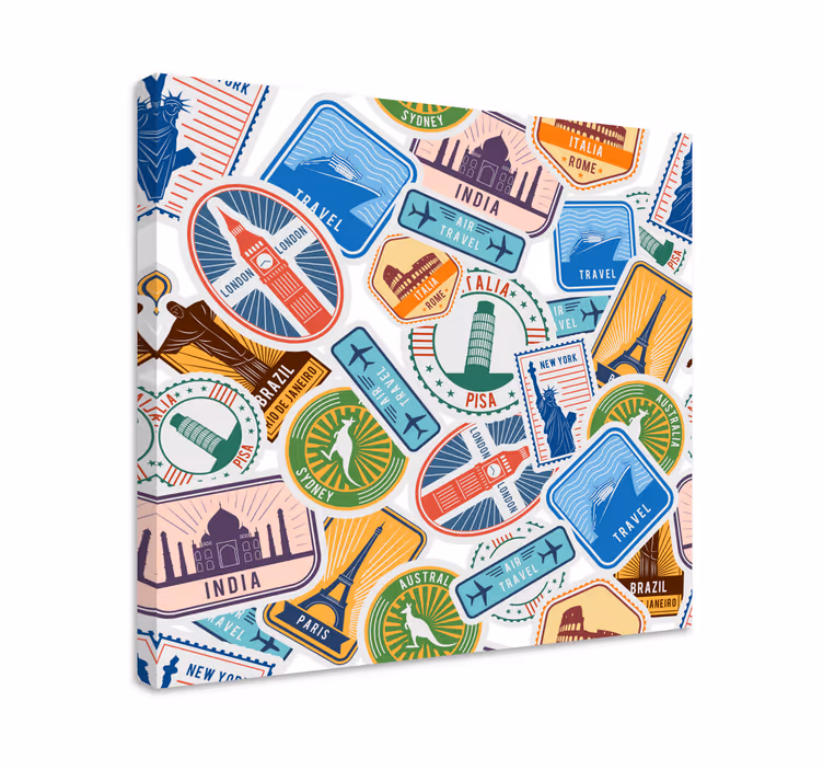 Globala landmärken collage Kanvas städer och länder - Tenstickers