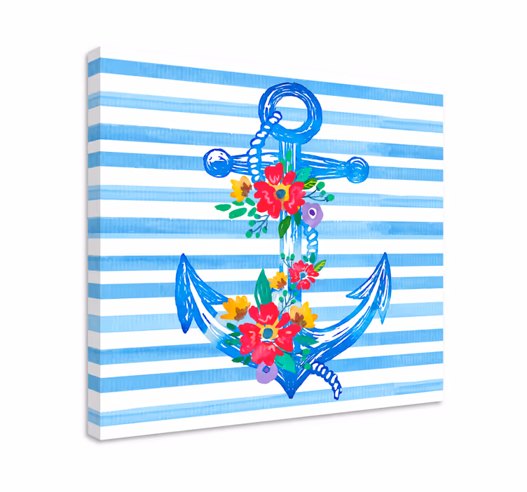 Blommig ankare illustration Kanvas sjöfart - Tenstickers