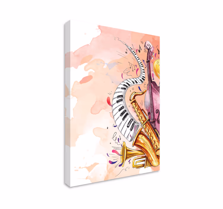 Akvarell musikinstrumentcanvas tavla konst - Tenstickers