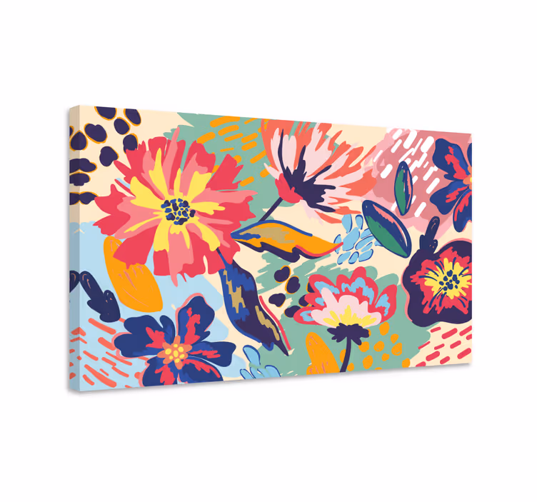 Abstrakt blommig explosion Kanvas blommor och växter - Tenstickers
