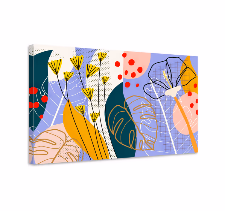 Kanvas blommor och växter konstnärlig botanisk komposition - Tenstickers