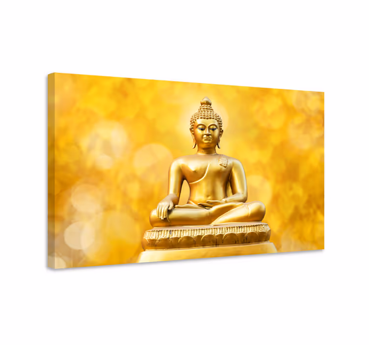 Gyllene tredelad buddha canvas tavla - Tenstickers