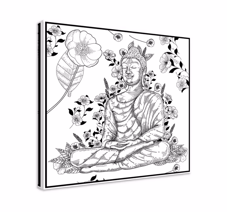 Buda blanco y negro buddha canvas tavla - Tenstickers