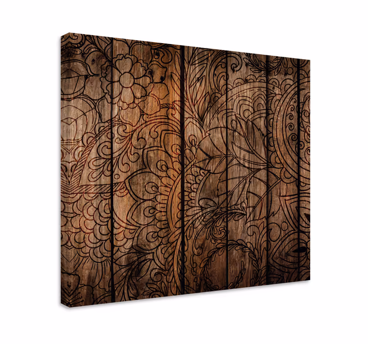 Trä effekt mandala canvas canvas tavla - Tenstickers