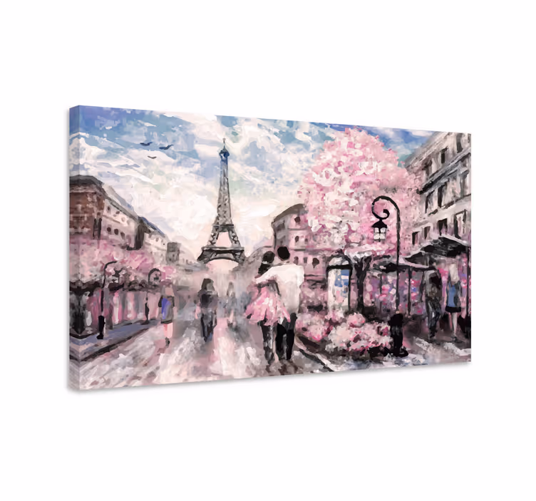 Kanvas städer och länder parisisk vårpromenad - Tenstickers