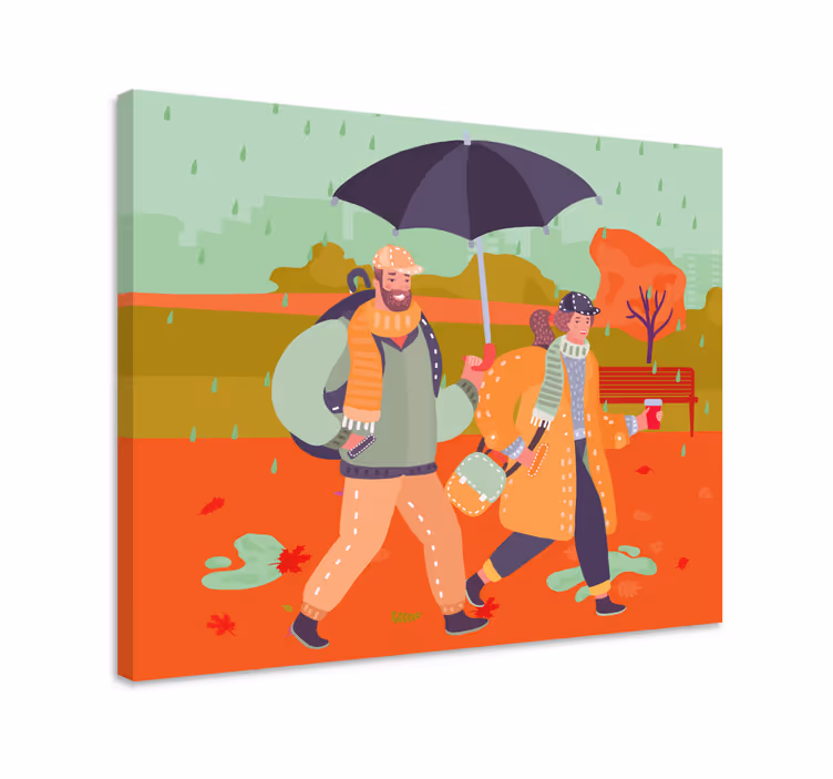 Kanvas människor och karaktärer par som går tillsammans - Tenstickers