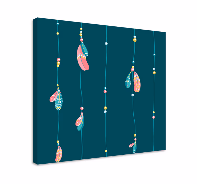 Indiska blå fjädrar hängandecanvas tavla canvas tavla - Tenstickers